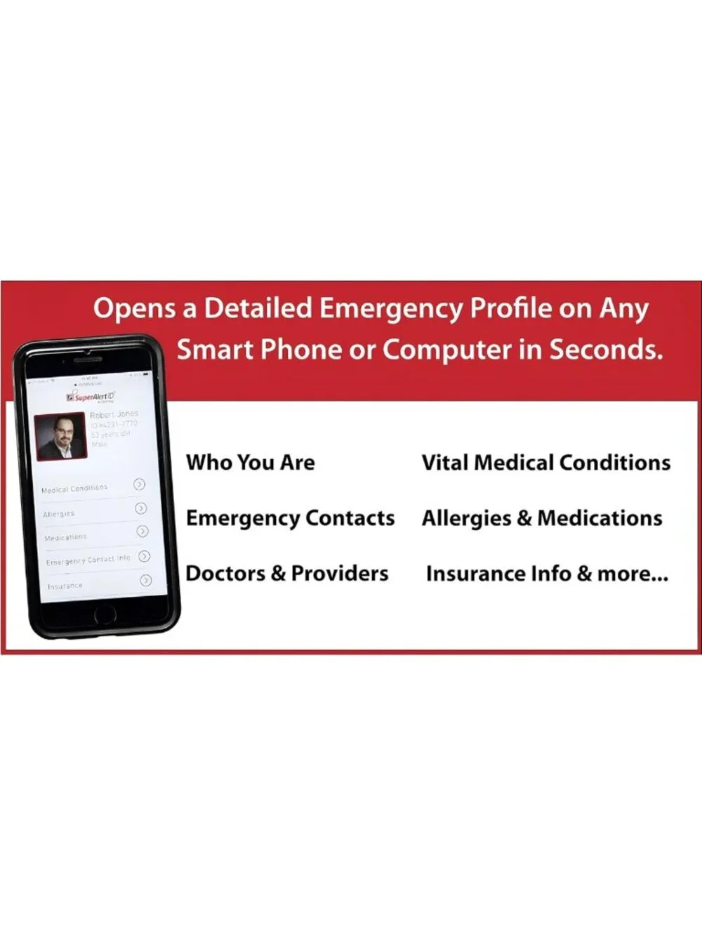Stylish Medical Alert Pendant for Men & Women | Smart ID with Online Profile